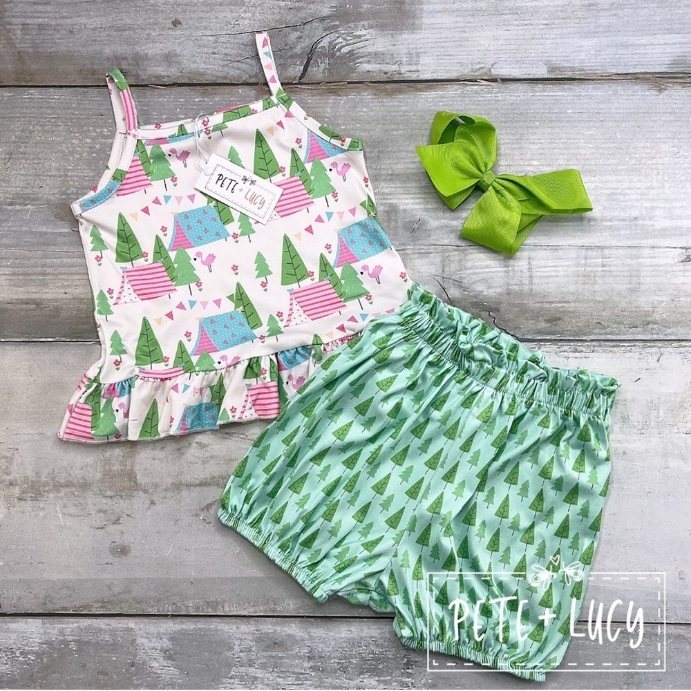 Pete and Lucy Glamping tank top and short set 0-6 months